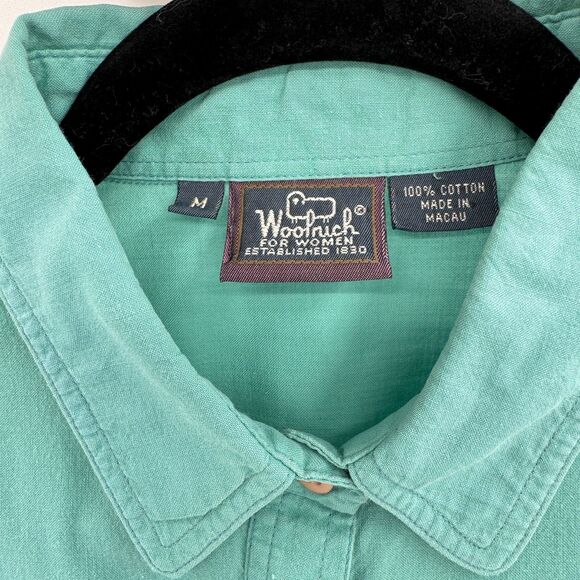 WOOLRICH Teal Short Sleeve Button Down Shirt Size M - Picture 4 of 4